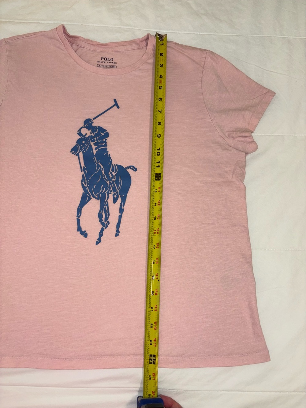 Polo Ralph Lauren  Women’s Big Pony Graphic Tee Pink Blue Logo T-Shirt - XL - Picture 6 of 14